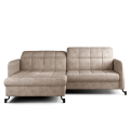 Ecksofa LORA Couch Schlaffunktion mit Bettkasten Ziernähte Beige Links