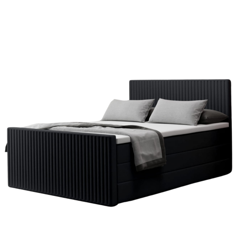 Boxspringbett RISE PREMIUM Hotelbett mit zwei Bettkasten kontinentales Bett, Schwarz
