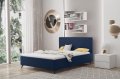 Bett MILY mit Bettkasten Polsterbett Kopfteil mit Nähten Metallfüße, Dunkelblau