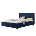 Bett MILY mit Bettkasten Polsterbett Kopfteil mit Nähten Metallfüße, Dunkelblau