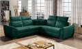 Ecksofa FIDELIA mit Schlaffunktion und Bettkasten Couch Verstellbare Kopfstützen, Flaschengrün