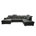 Ecksofa DAVIO U mit Schlaffunktion und Bettkasten und verstellbare Kopfstützen, Schwarz
