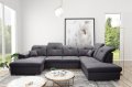 Ecksofa DAVIO U mit Schlaffunktion und Bettkasten und verstellbare Kopfstützen, Dunkelgrau