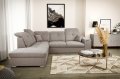 Ecksofa DAVIO L mit Schlaffunktion und Bettkasten und verstellbare Kopfstützen, Creme