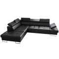 Ecksofa GALAXY Ledersofa SchwarzEcksofa GALAXY Ledersofa 225x280 cm Schlaffunktion Bettkasten, Schwarz (K-70)