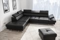 Ecksofa GALAXY Ledersofa Schwarz Dekor