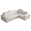Ecksofa MARGO II Ledersofa 270×197 cm Schlaffunktion Bettkasten, Weiß (D-1)