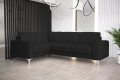 Ecksofa Leder ARIA II Ledersofa L-Form 250×185 Schlaffunktion und Bettkasten, Schwarz (K-70)