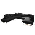 Ecksofa EMPORIO MAX I Ledersofa 300X350X220 cm verstellbare Kopfstützen, Schwarz K-70