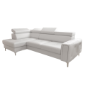 _Ledersofa ORION L-Form 255x170 mit Schlaffunktion – Echtleder Eckcouch modern &amp; bequem, Weiß (D-1)