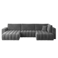 Ecksofa BONITO mit Schlaffunktion &amp; Bettkasten – Komfortabler Sitzkomfort im eleganten Design - Dunkelgrau (Sola 06)