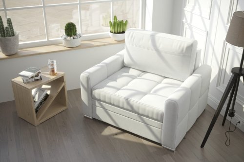 Leder Sessel VERONA Polstersessel mit Schlaffunktion - Weiss