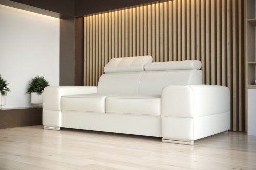 Elegantes Ledersofa Royal II – 225 cm, Verstellbare Kopfstützen & Echtes Leder -  Weiß