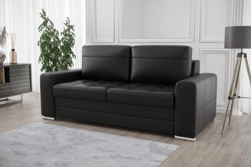 Ledersofa VERONA III Leder Couch mit Schlaffunktion 190 cm - Schwarz