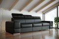 Ledersofa ROYAL III Leder Couch verstellbare Kopfstützen 295 cm - Schwarz