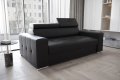 Ledersofa MARGO II Leder Couch verstellbare Kopfstützen 195 cm - Schwarz