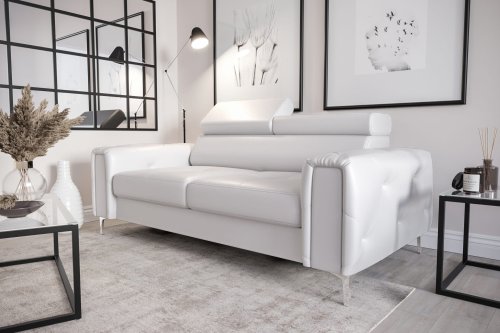 Ledersofa ORION II Leder Couch verstellbare Kopfstützen 185 cm - Weiß