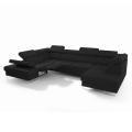 Ecksofa Leder GALAXY MAX II RELAX Ledersofa 215x350x170 cm Schlaffunktion Bettkasten Relaxfunktion Schwarz