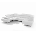Ecksofa Leder GALAXY MAX II RELAX Ledersofa 215x350x170 cm Schlaffunktion Bettkasten Relaxfunktion Weiß