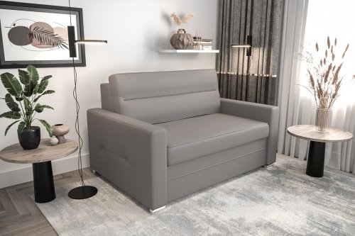 Ledersofa ARTE I Leder Couch mit Schlaffunktion 140 cm - Hellgrau