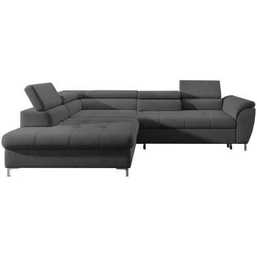 Ecksofa TEMPO – Relaxfunktion, verstellbare Sitztiefe & Schlafsofa mit Bettkasten - Dunkelgrau