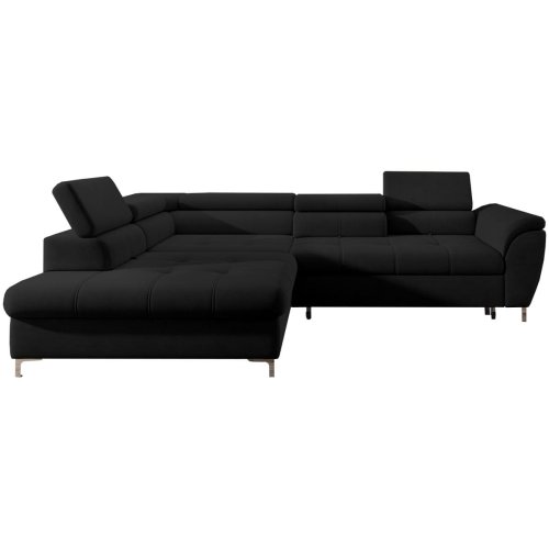 Ecksofa TEMPO – Relaxfunktion, verstellbare Sitztiefe & Schlafsofa mit Bettkasten - Schwarz