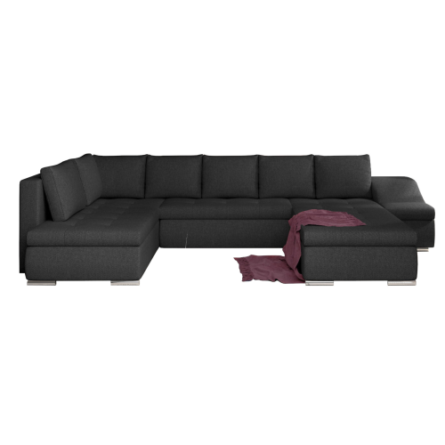 Ecksofa GIOVANNI mit Schlaffunktion, Bettkasten & verstellbarer Rückenlehne – modernes Schlafsofa - Dunkelgrau