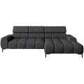 Ecksofa PLAZA MINI mit Relaxfunktion Elektrisch verstellbarer Sitz Sofa dunkelgrau