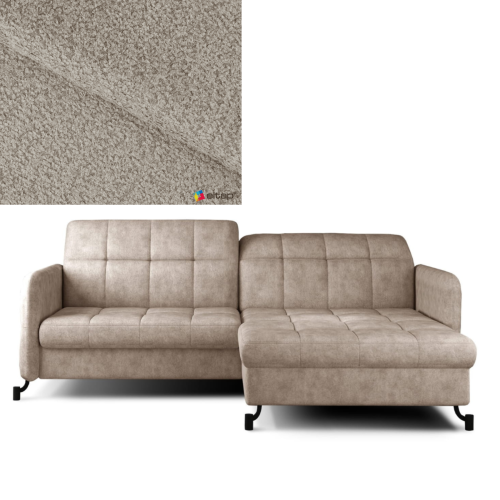Lora Royal 20 - Ecksofa LORA Couch Schlaffunktion mit Bettkasten Ziernähte Rechts