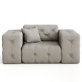 Sessel Modest – Chesterfield 1-Sitzer im modernen Samtstoff Opera, breite Armlehnen & dekoratives Kissen