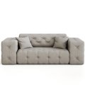 Sofa Modest 2-Sitzer – Chesterfield-Stil im Samtstoff Opera, breite Armlehnen & dekorative Kissen
