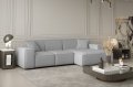 Luga Ecksofa L – Velvet Opera, modernes Design, breite Armlehnen, dekorative Kissen - Grau