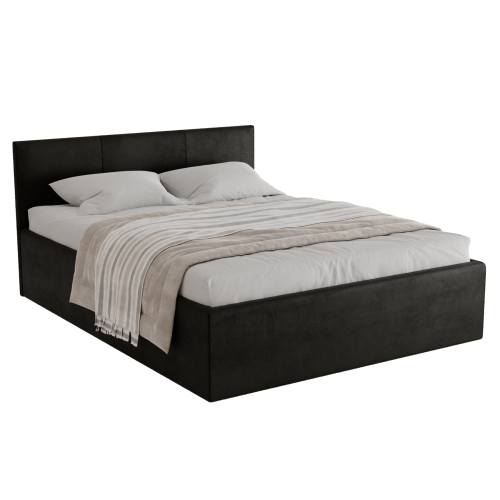 Polsterbett Dona 160x200 cm – modernes Doppelbett mit Bettkasten & gepolstertem Kopfteil - Dunkelgrau (Noble 95)