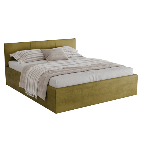 Polsterbett Dona 180x200 cm – modernes Doppelbett mit Bettkasten & gepolstertem Kopfteil - Olive (Noble 38)