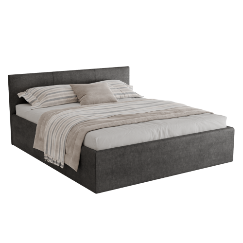 Polsterbett Dona 180x200 cm – modernes Doppelbett mit Bettkasten & gepolstertem Kopfteil - Grau (Noble 85)