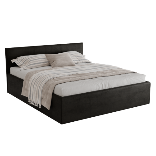 Polsterbett Dona 180x200 cm – modernes Doppelbett mit Bettkasten & gepolstertem Kopfteil - Dunkelgrau (Noble 95)