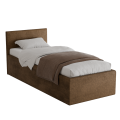 Polsterbett Dona 90x200 cm – modernes Einzelbett mit Bettkasten & gepolstertem Kopfteil - Dunkelbeige (Noble 09)