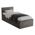 Polsterbett Dona 90x200 cm – modernes Einzelbett mit Bettkasten & gepolstertem Kopfteil - Grau (Noble 84)