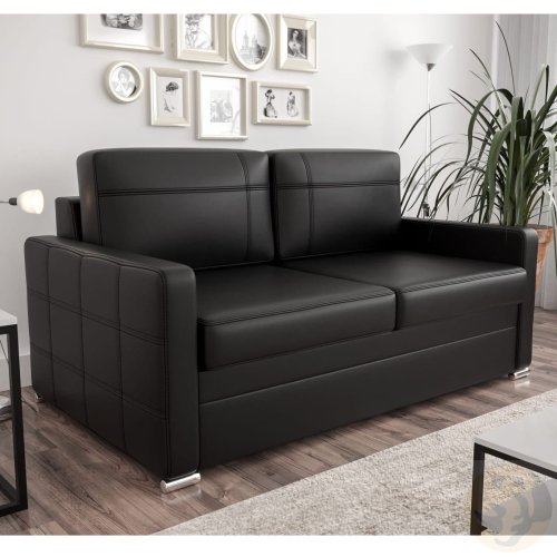 Ledersofa AVANTI III Leder Couch mit Schlaffunktion 167 cm - Schwarz