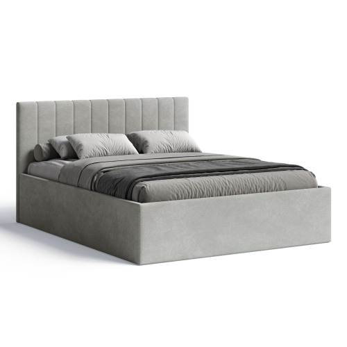 Polsterbett RETTAN 180x200 cm – modernes Doppelbett mit Bettkasten & gepolstertem Kopfteil - Beige (Noble 02)