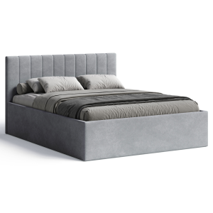 Polsterbett RETTAN 180x200 cm – modernes Doppelbett mit Bettkasten & gepolstertem Kopfteil - Grau (Noble 85)