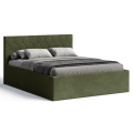 Polsterbett Radius 160x200 cm – modernes Doppelbett mit Bettkasten & gepolstertem Kopfteil - Olive (Noble 38)