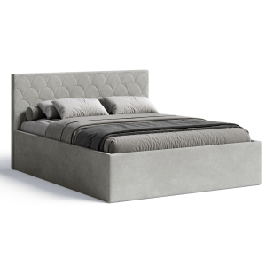 Polsterbett Radius 180x200 cm – modernes Doppelbett mit Bettkasten & gepolstertem Kopfteil - Beige (Noble 02)