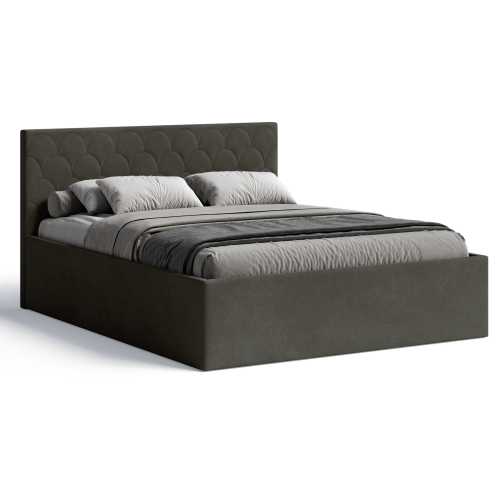 Polsterbett Radius 180x200 cm – modernes Doppelbett mit Bettkasten & gepolstertem Kopfteil - Dunkelgrau (Noble 95)