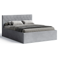 Polsterbett Radius 180x200 cm – modernes Doppelbett mit Bettkasten & gepolstertem Kopfteil - Grau (Noble 85)