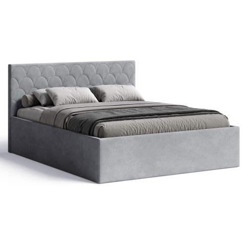 Polsterbett Radius 180x200 cm – modernes Doppelbett mit Bettkasten & gepolstertem Kopfteil - Grau (Noble 85)