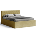 Polsterbett Radius 180x200 cm – modernes Doppelbett mit Bettkasten & gepolstertem Kopfteil - Senf (Noble 48)