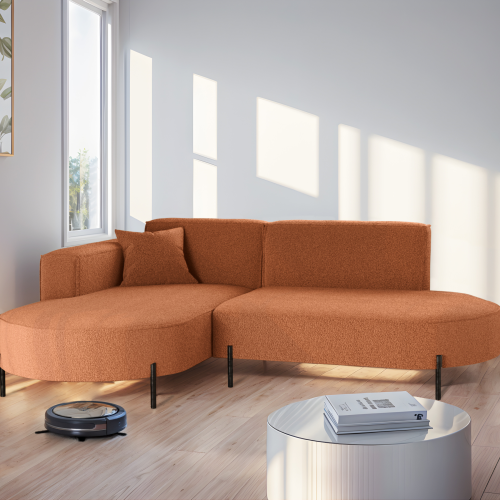 Parma Studio Hills – Ecksofa L-Form, Metallfüße, HR-Schaum & hoher Komfort - Ziegel, Orange (Quelle 54)