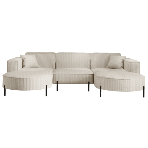 PARMA U HILLS Ecksofa – Komfortables Sofa mit Scala Cordstoff, modernes Design, 299 cm - Sand, Creme