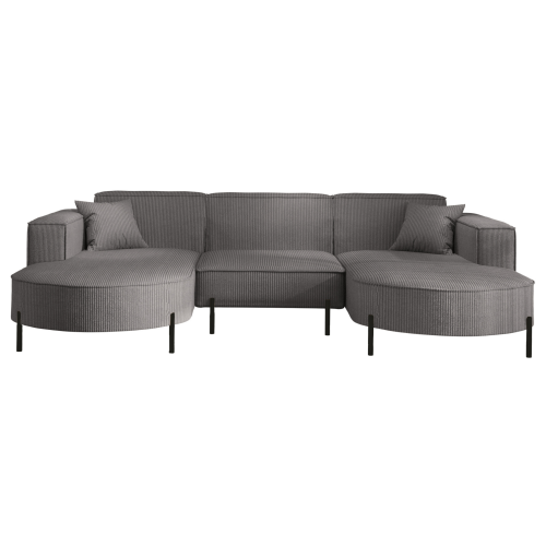 PARMA U HILLS Ecksofa – Komfortables Sofa mit Scala Cordstoff, modernes Design, 299 cm - Ash, Grau